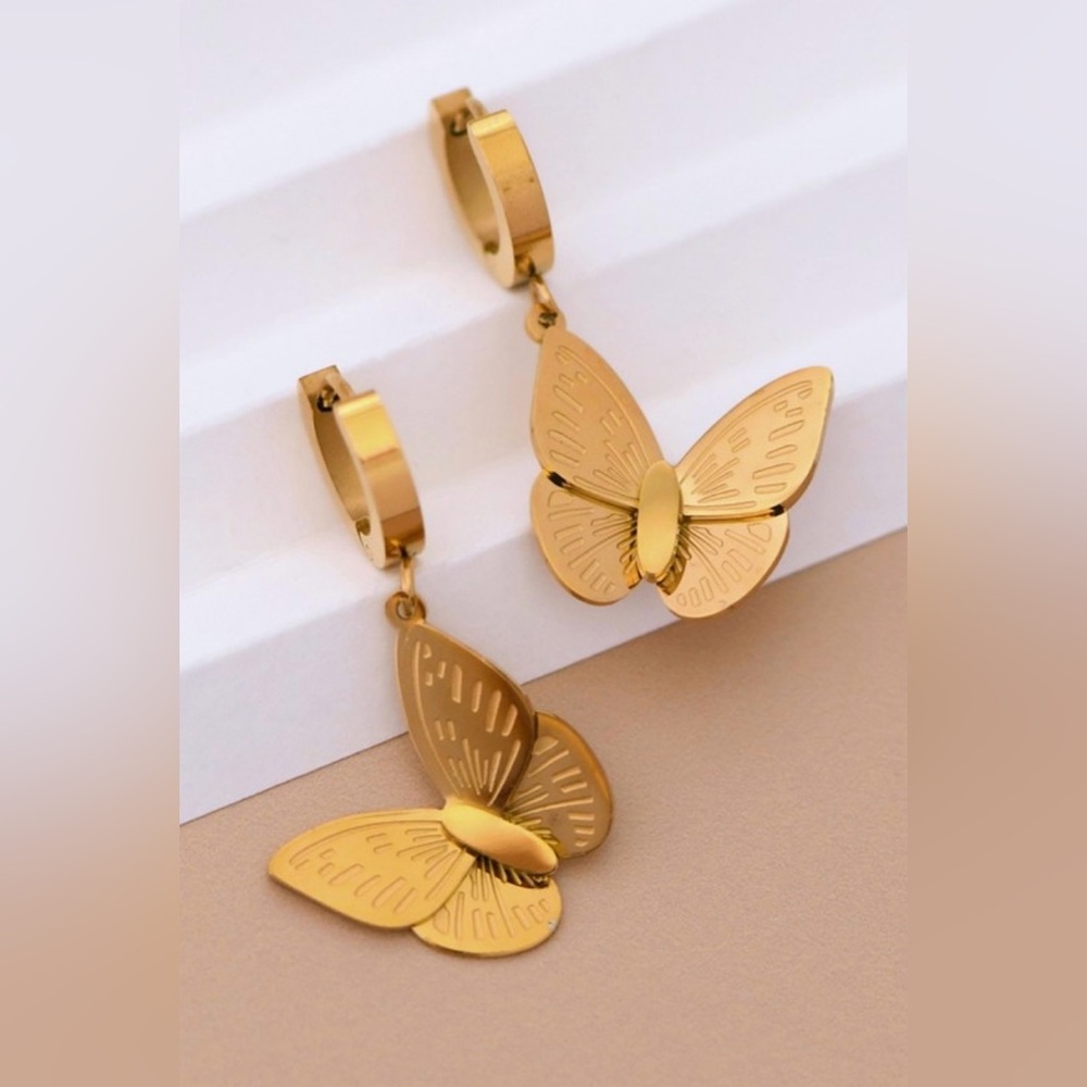 18k Gold Dipped Butterfly Drop Earrings